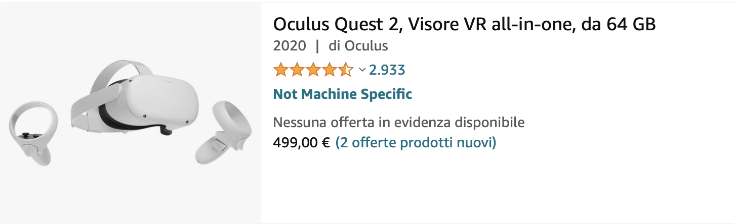 Oculus Quest 2, Visore VR all-in-one